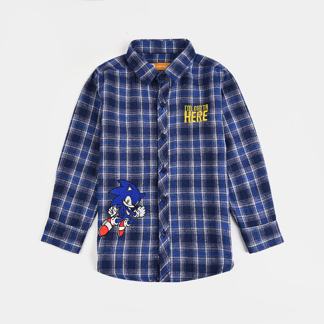 Boys Flannel Shirt (Outta Here)-Blue Check