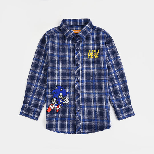 Boys Flannel Shirt (Outta Here)-Blue Check
