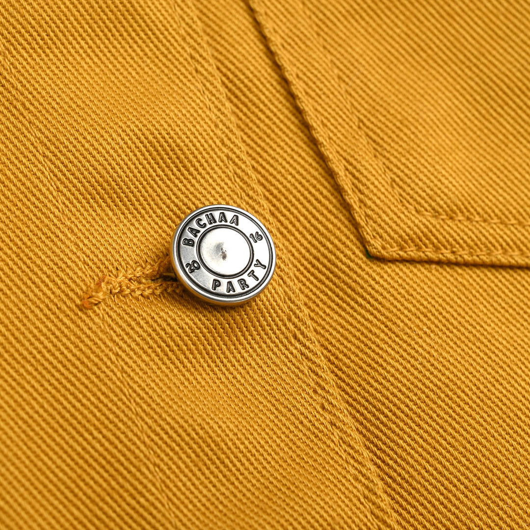 Girls Cotton Twill Woven Jacket Eyelets - Mustard