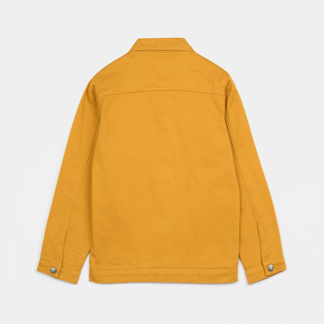 Girls Cotton Twill Woven Jacket Eyelets - Mustard