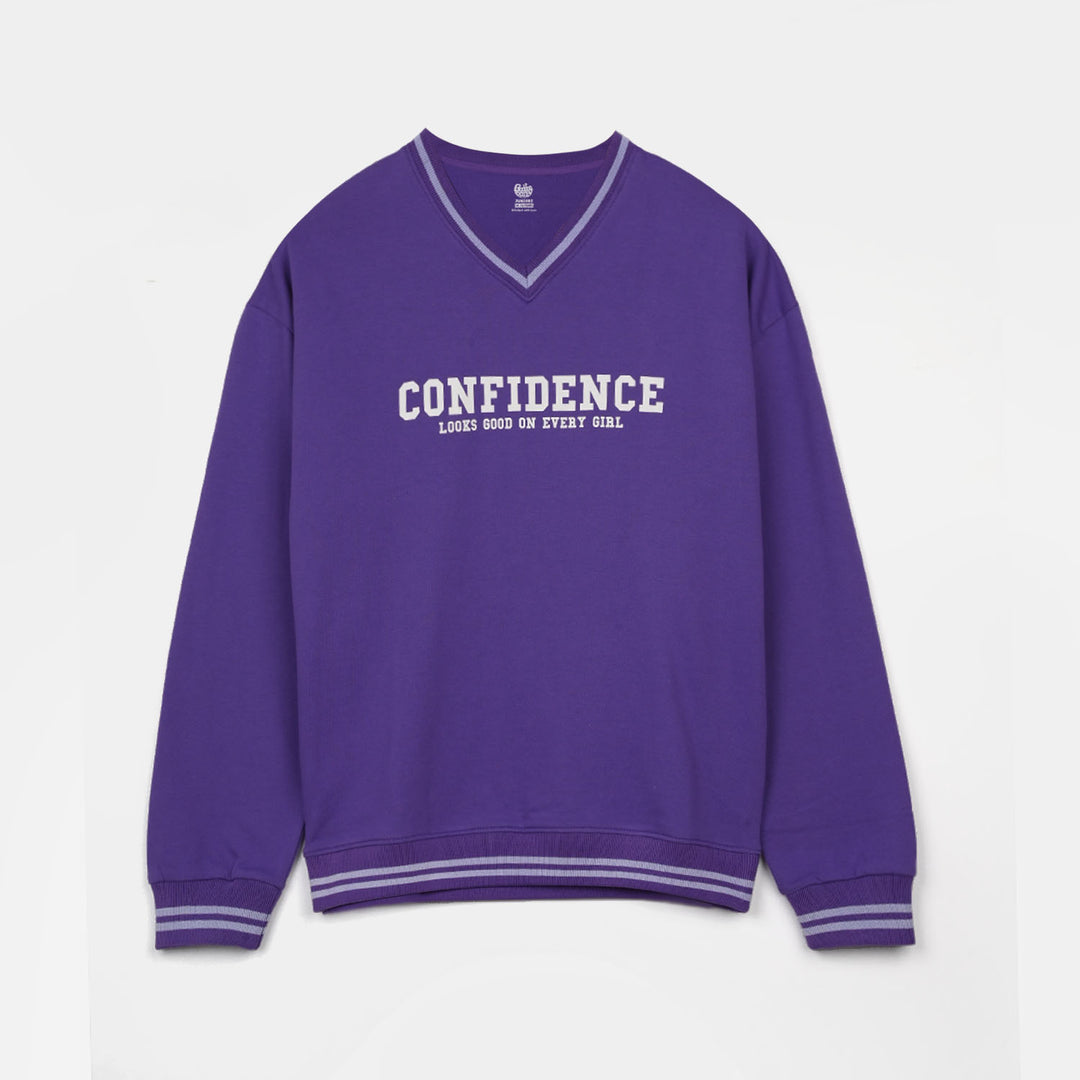 Girls Jersey/Terry Sweatshirt Confidence - Purple
