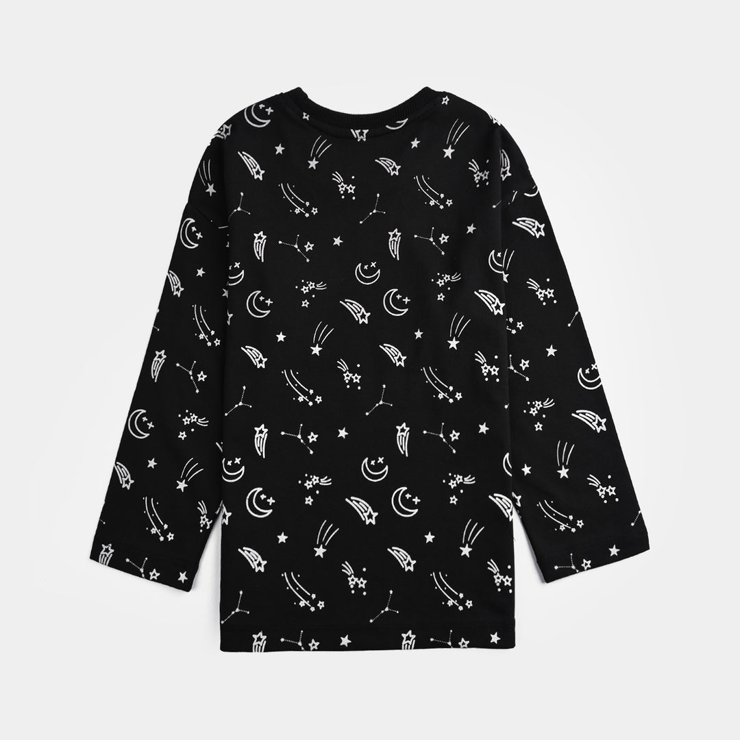 Boys Poly Cotton Jersey Night Suit STARS-BLACK