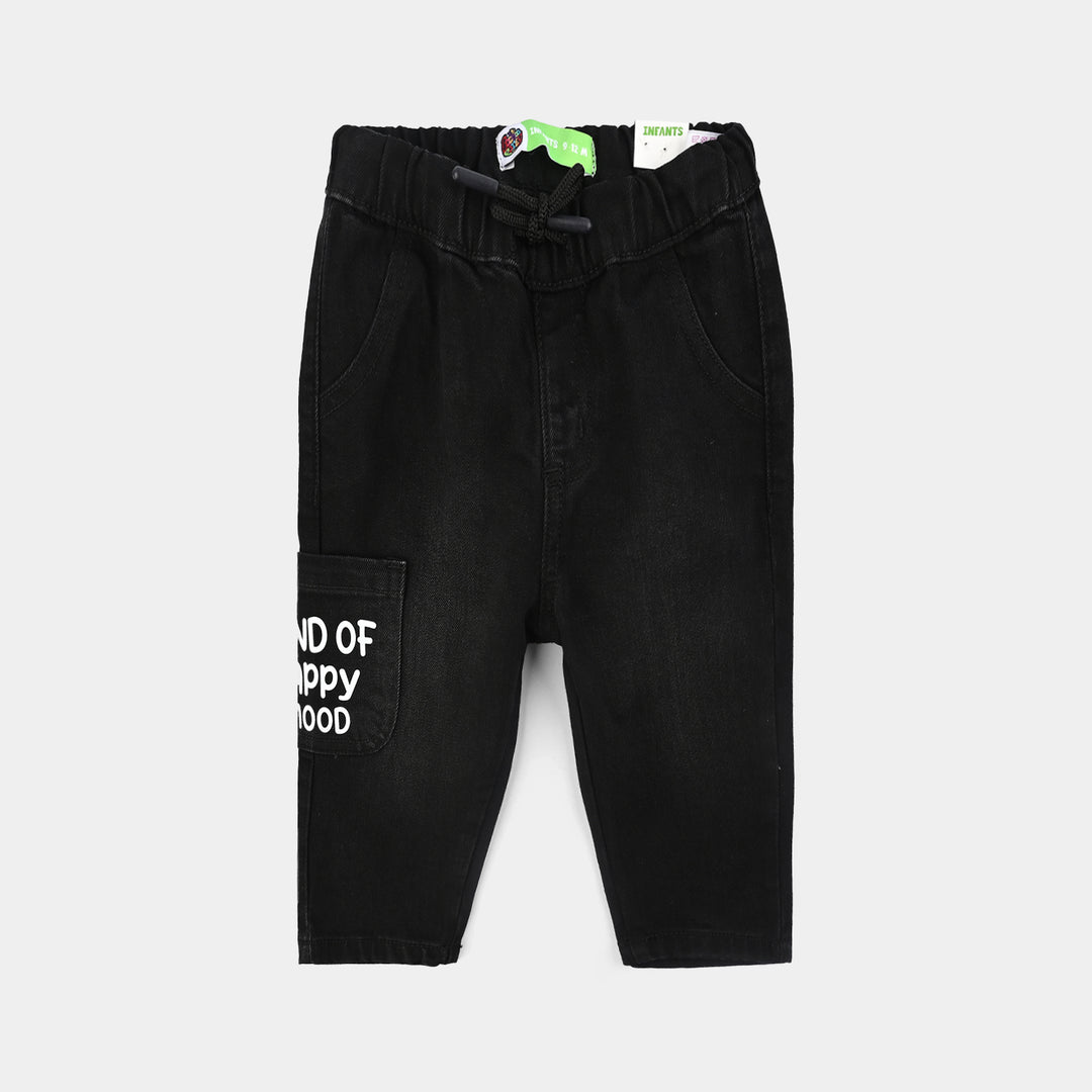 Infant Boys Denim Stretch Pant Kind Of Happiness Mood-BLACK