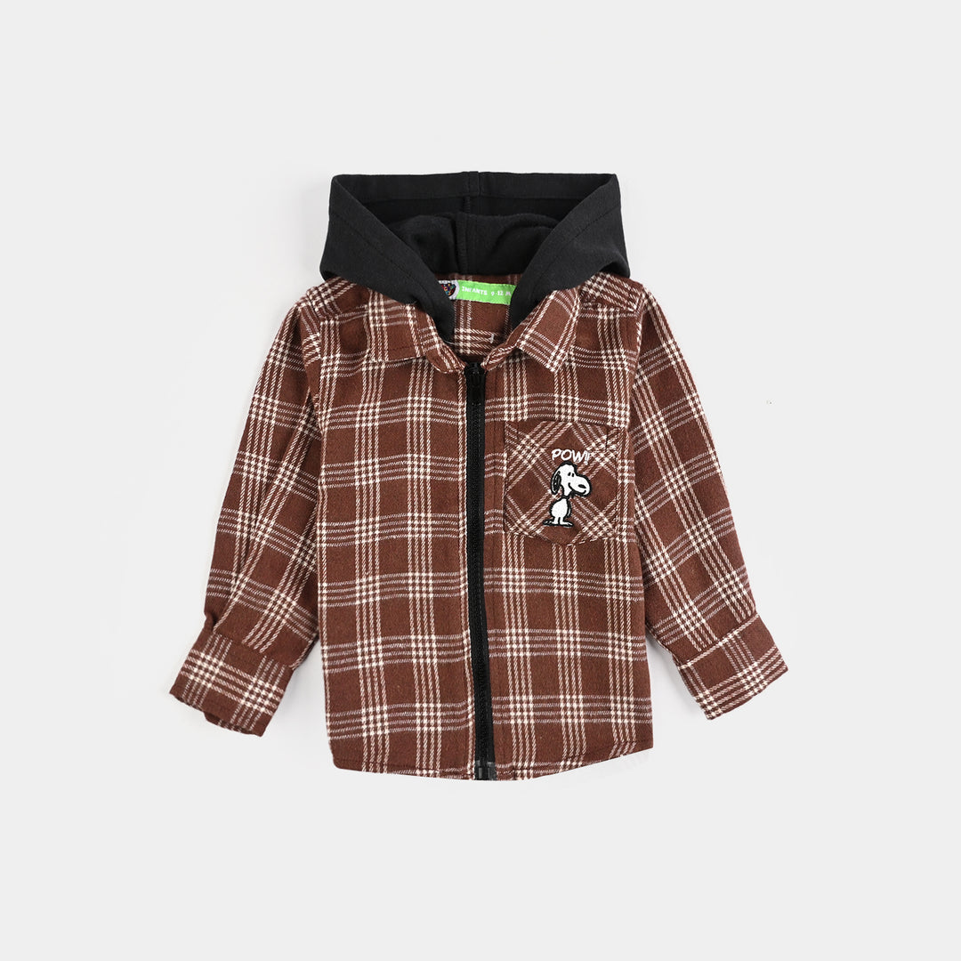 Infant Boys Flannel Shirt-Brown Check