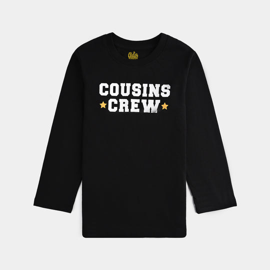 Boys Jersey/Terry T-Shirt F/S Cousins Crew-BLACK