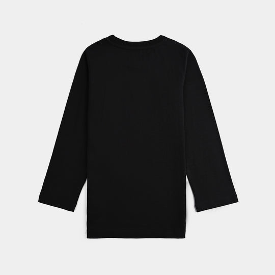 Girls Jersey/Terry T-Shirt F/S Big SIS-BLACK