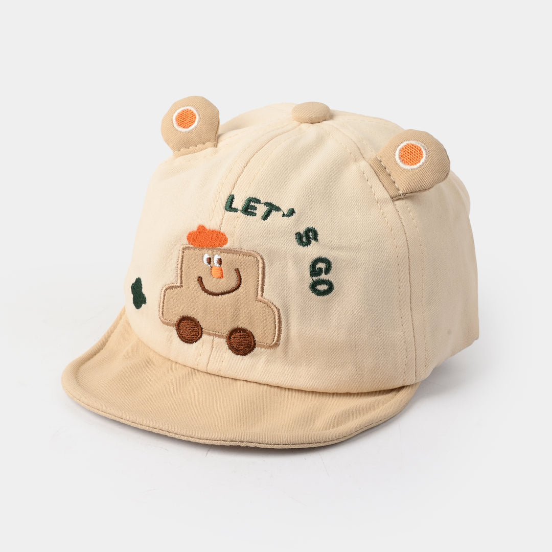 Baby Sun Protection Stylish Cap 3M+| Cream Car 1550