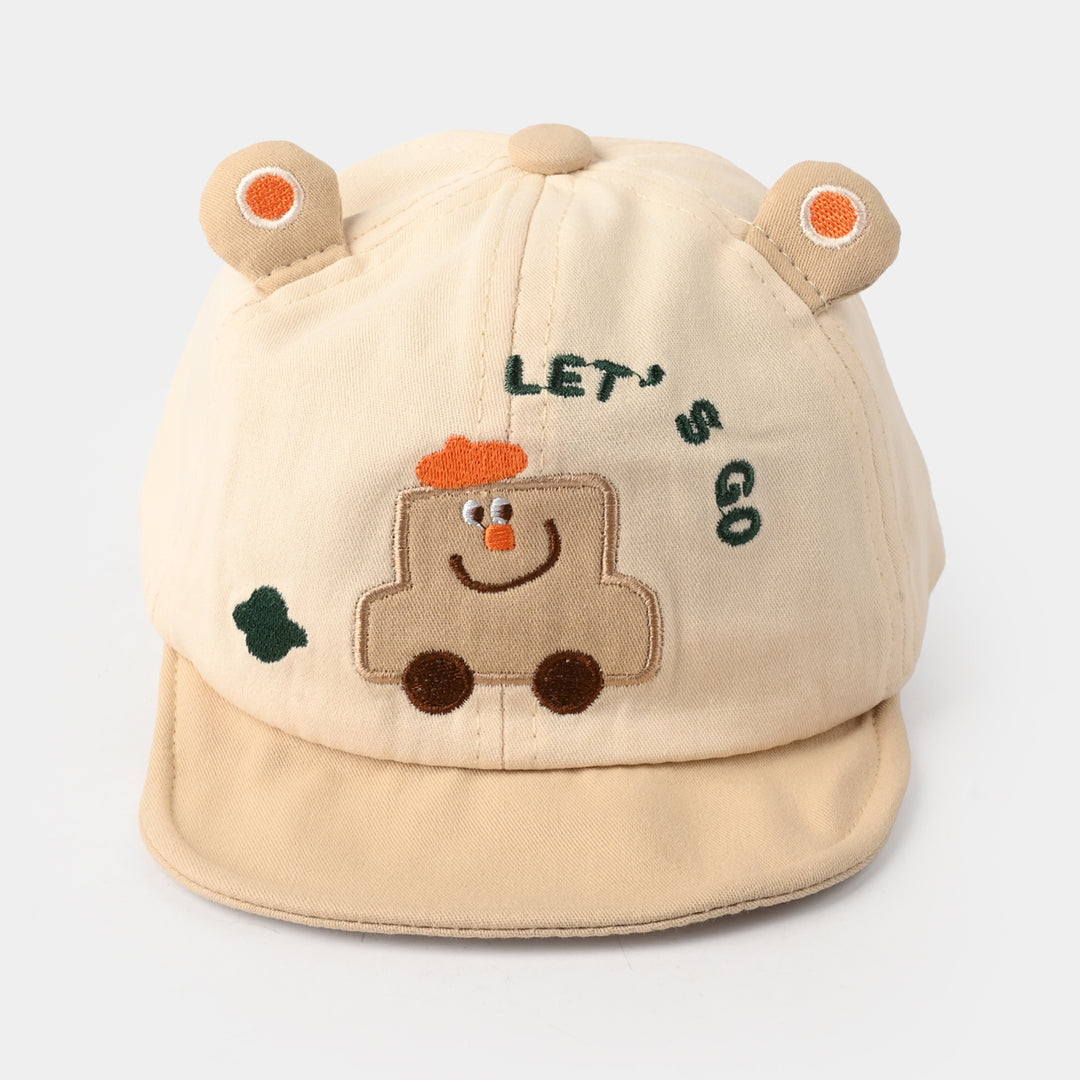 Baby Sun Protection Stylish Cap 3M+| Cream Car 1550