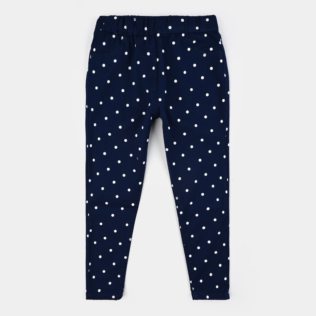 Girls Cotton Twill Jeggings Polka Dot-NAVY