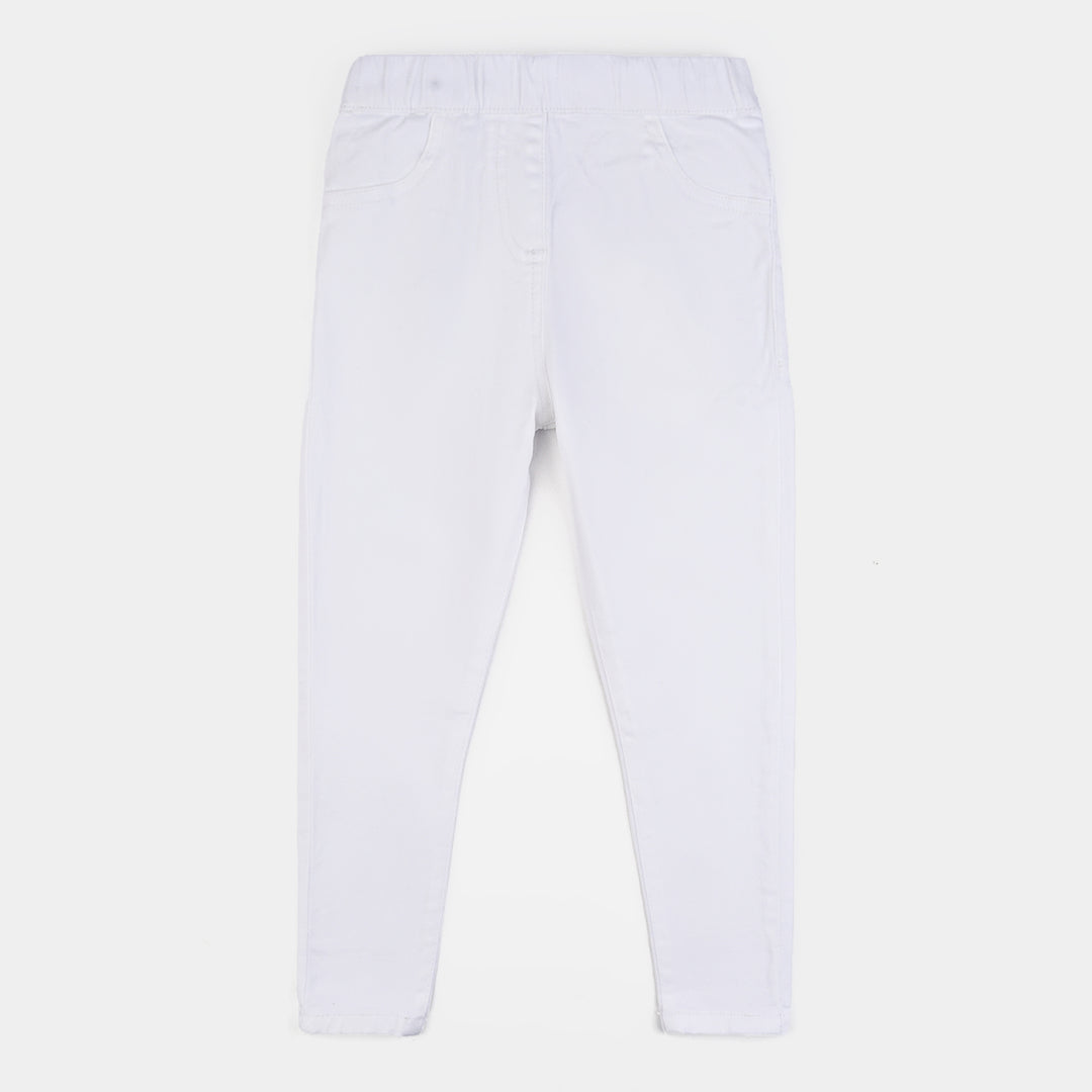 Girls Cotton Twill Jeggings Raw-White