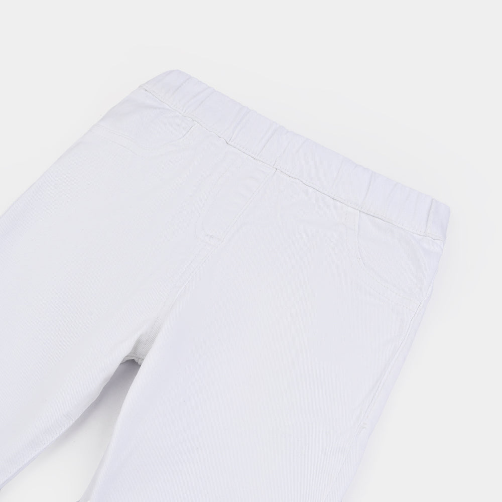 Girls Cotton Twill Jeggings Raw-White