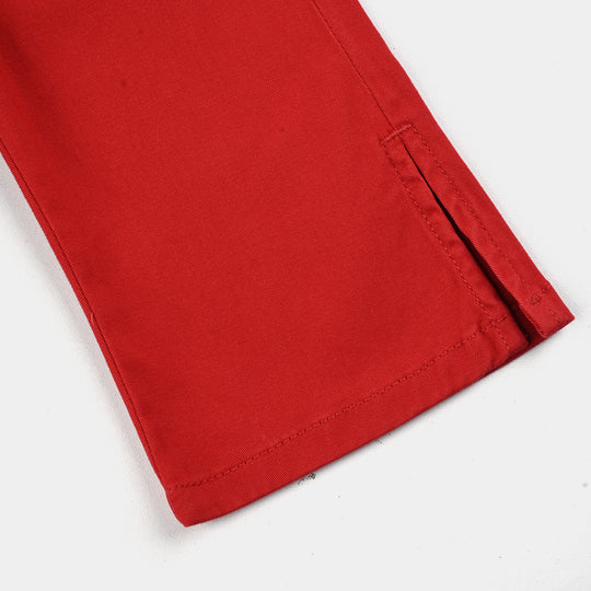 Infant Girls Cotton Twill Jeggings-RED