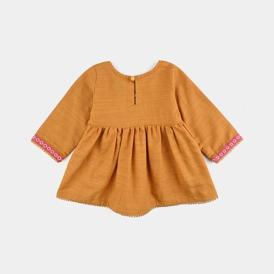 Infant Girls Slub Jersey Embroidered 2Pcs Suit – Mustard