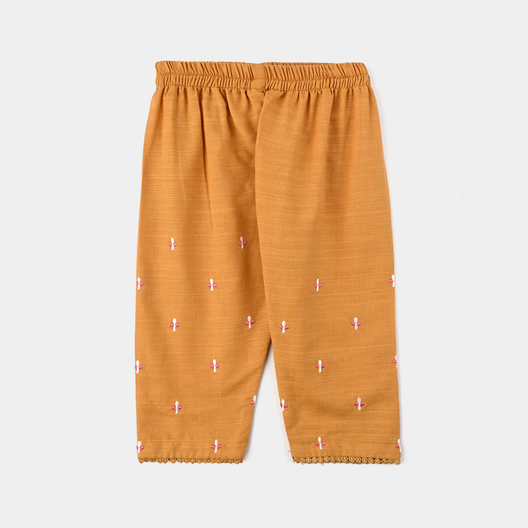 Infant Girls Slub Jersey Embroidered 2Pcs Suit – Mustard