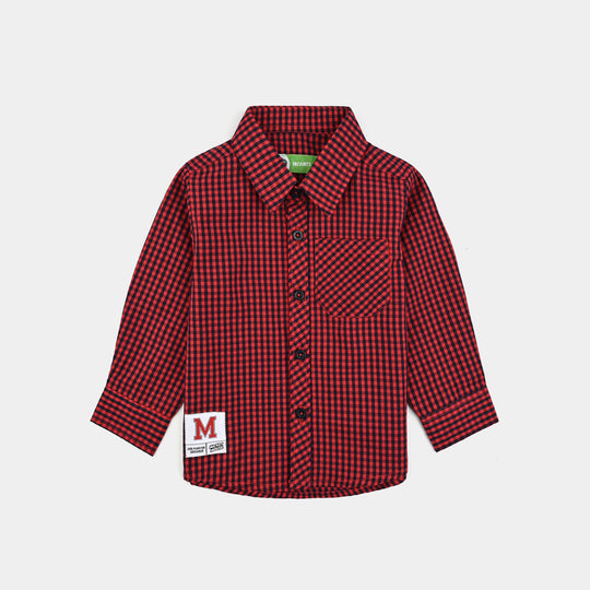Infant Boys Yarn Dyed Shirt - Red