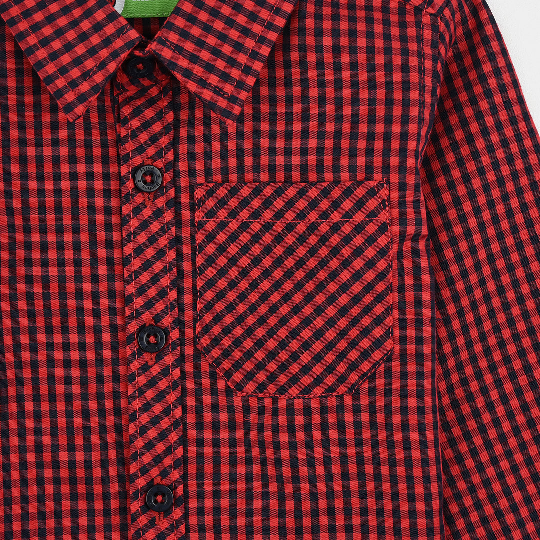 Infant Boys Yarn Dyed Shirt - Red