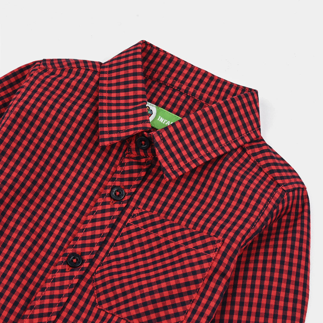 Infant Boys Yarn Dyed Shirt - Red