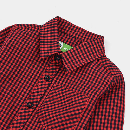 Infant Boys Yarn Dyed Shirt - Red