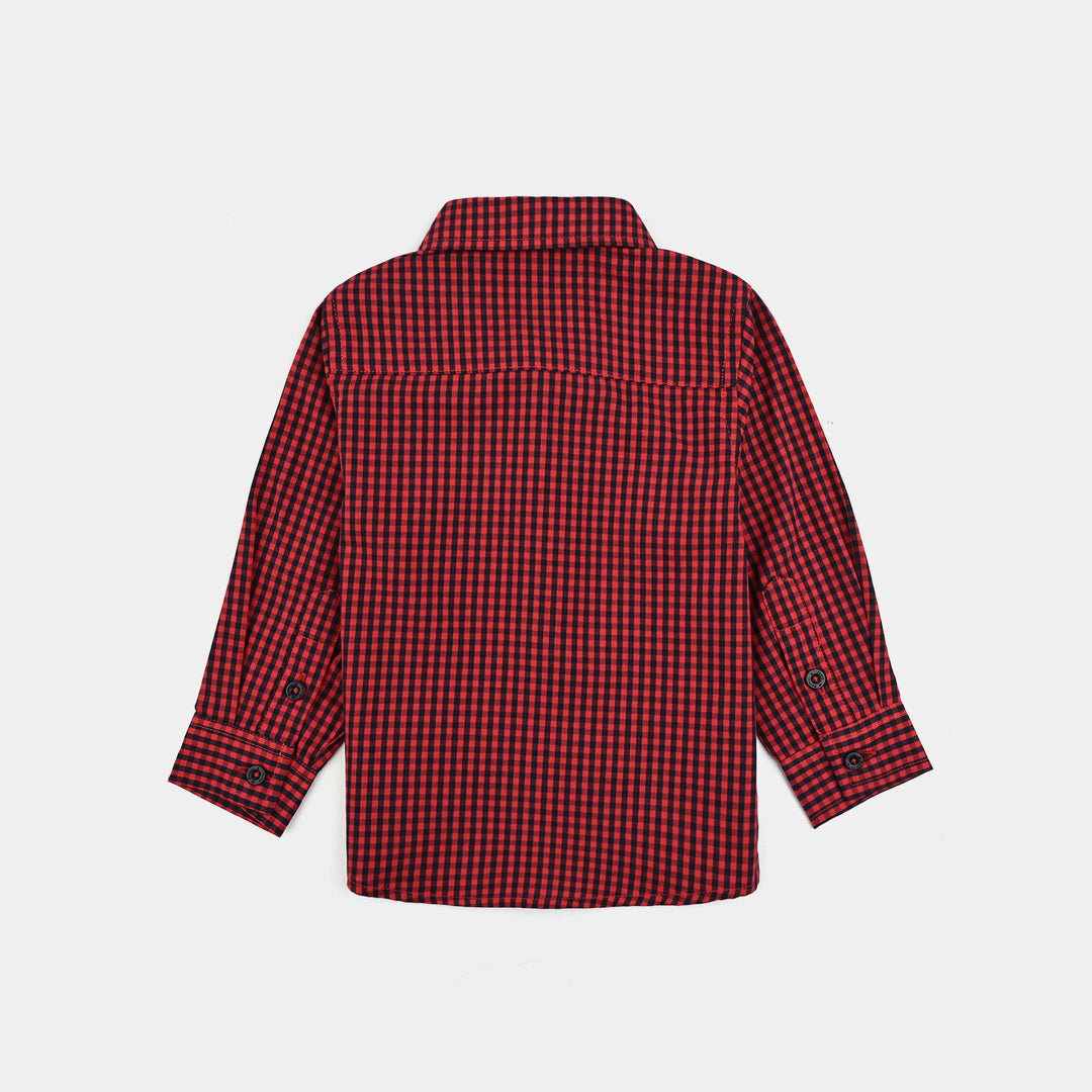 Infant Boys Yarn Dyed Shirt - Red