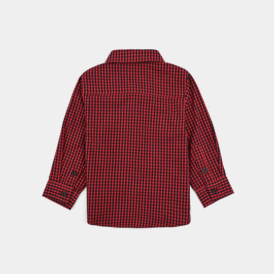 Infant Boys Yarn Dyed Shirt - Red