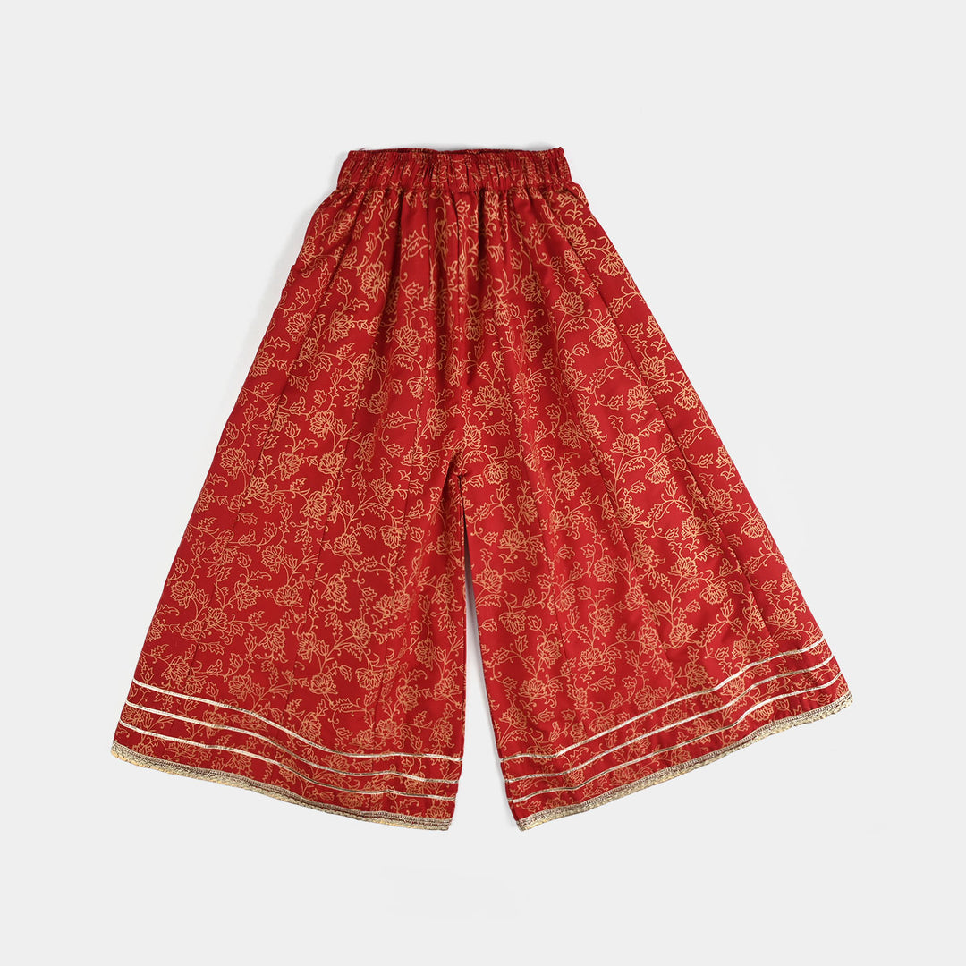Girls Raw Silk 4PCs - Red
