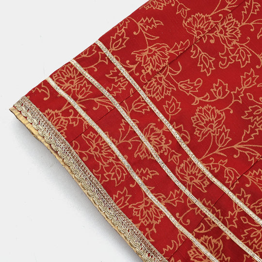 Girls Raw Silk 4PCs - Red