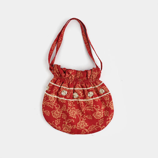 Girls Raw Silk 4PCs - Red