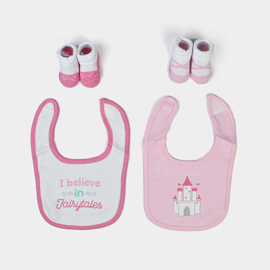 Baby Bibs & Booties Set | 3 Pcs