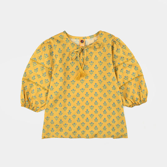 Girls Cotton Casual Top Sunshine-Yellow