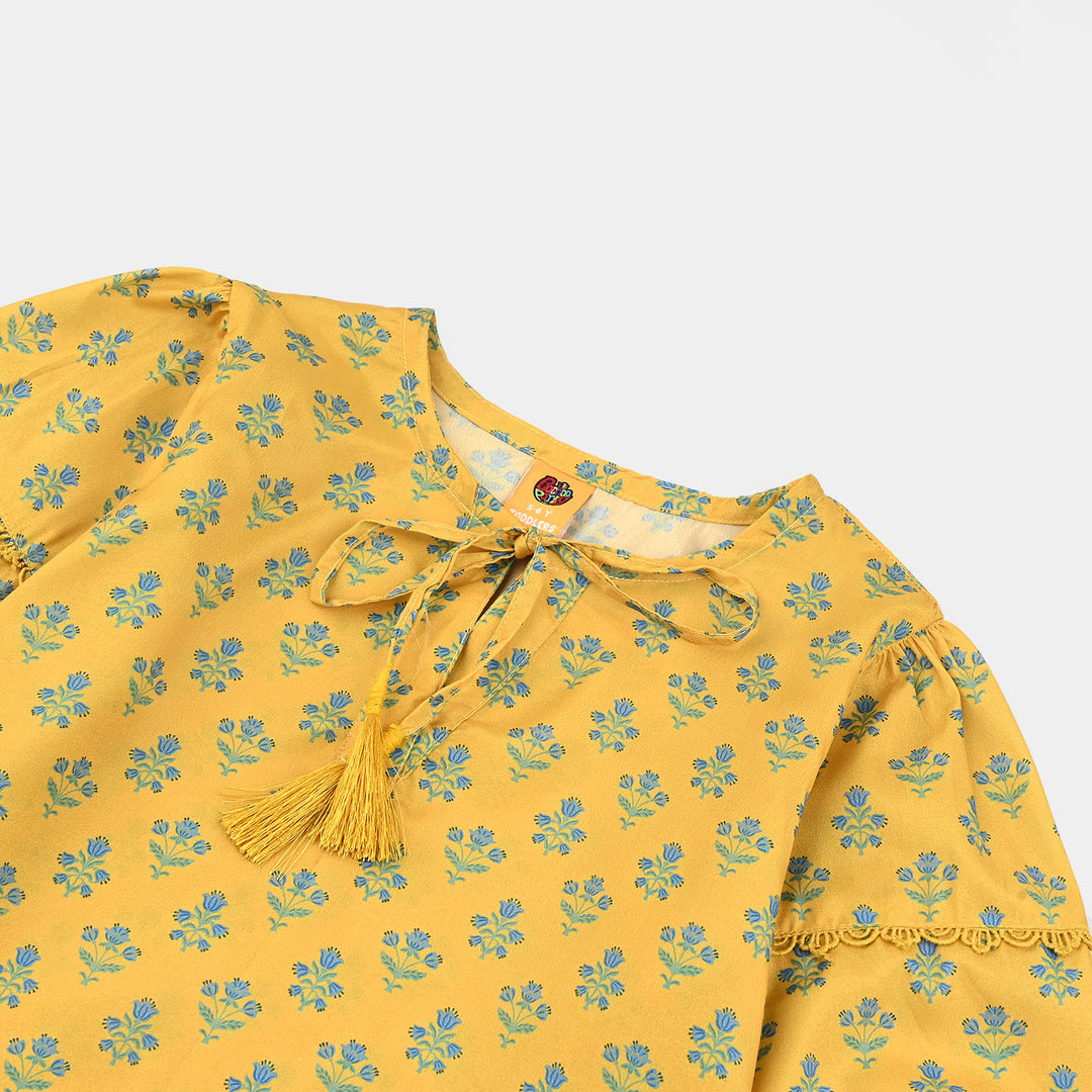 Girls Cotton Casual Top Sunshine-Yellow