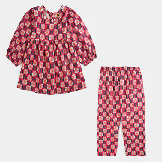 Girls Cotton Co-Ord Set - Pink
