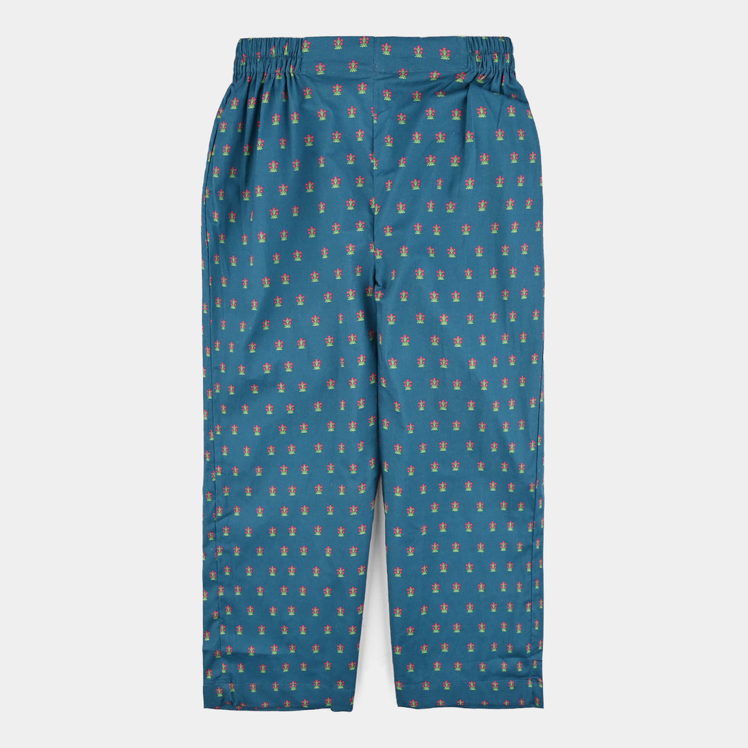 Girls Cotton Printed Culotte Tribe-BLUE
