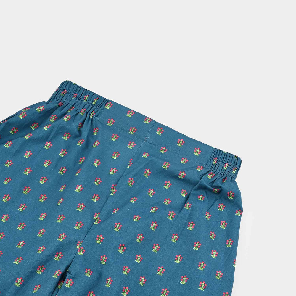 Girls Cotton Printed Culotte Tribe-BLUE