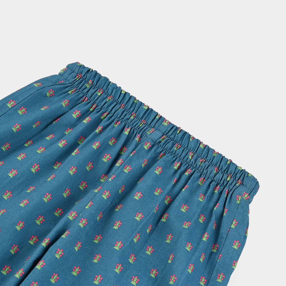 Infant Girls Cotton Printed Culotte Tribe-BLUE