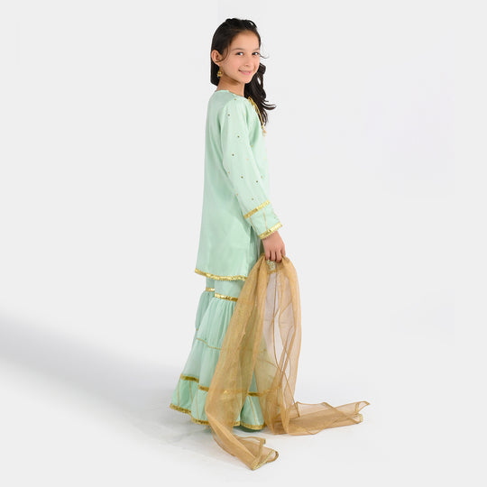 Girls Raw Silk 3-Piece Set (Chaman) - Mint Green