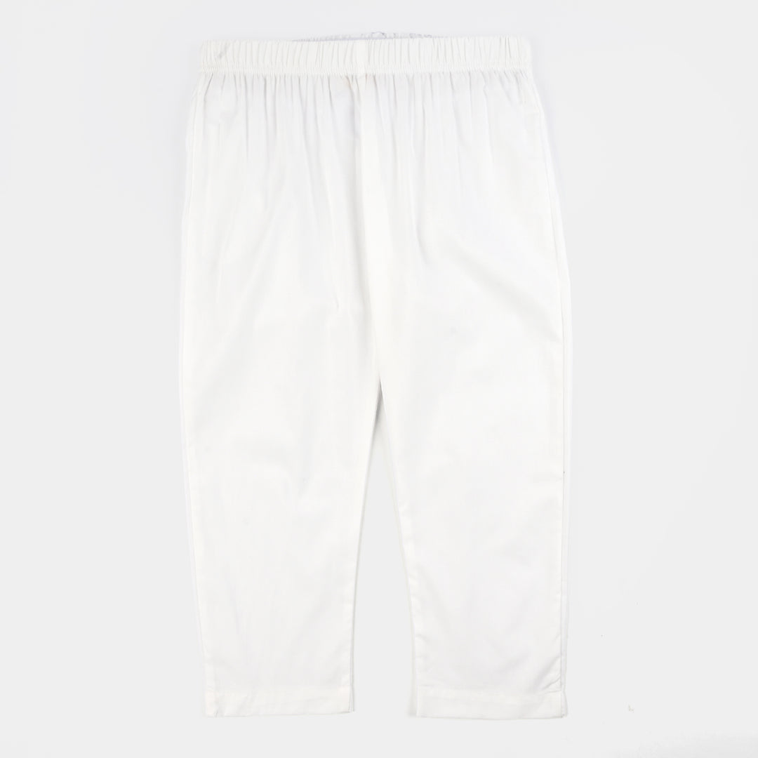 Girls Cotton Casual Basic Pants - White