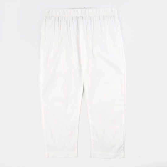 Girls Cotton Casual Basic Pants - White