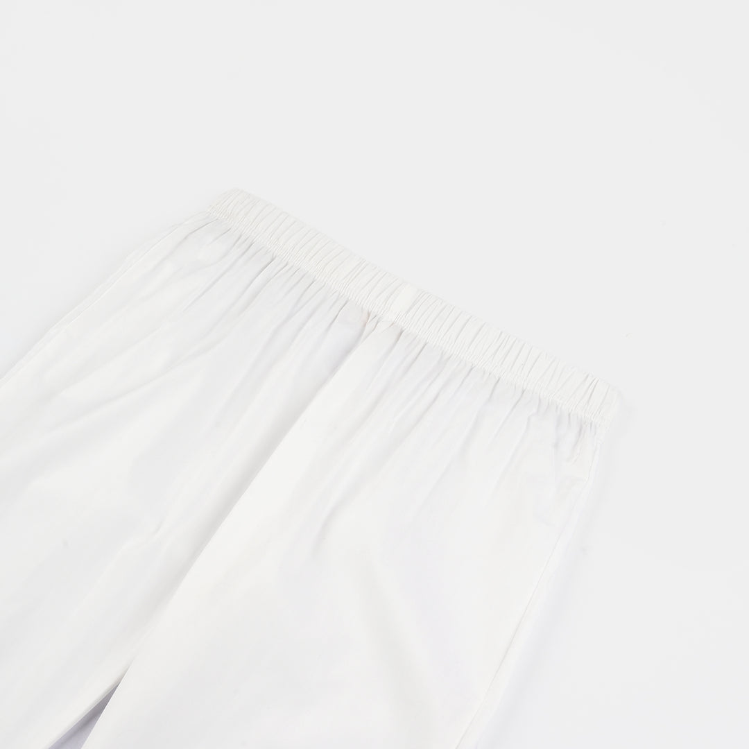Girls Cotton Casual Basic Pants - White