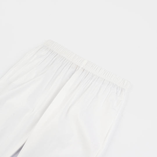 Girls Cotton Casual Basic Pants - White