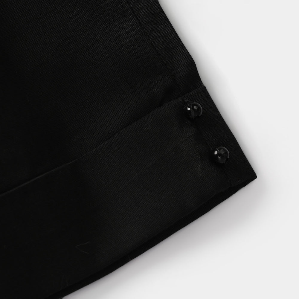 Girls Cotton Pants Cuff - Black
