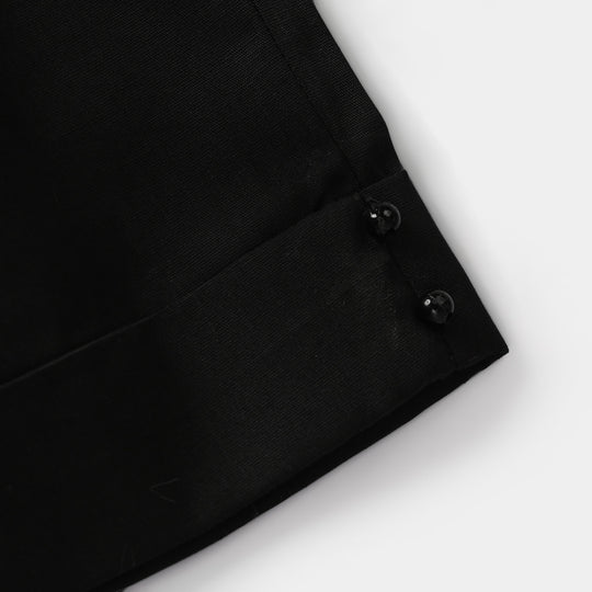 Girls Cotton Pants Cuff - Black