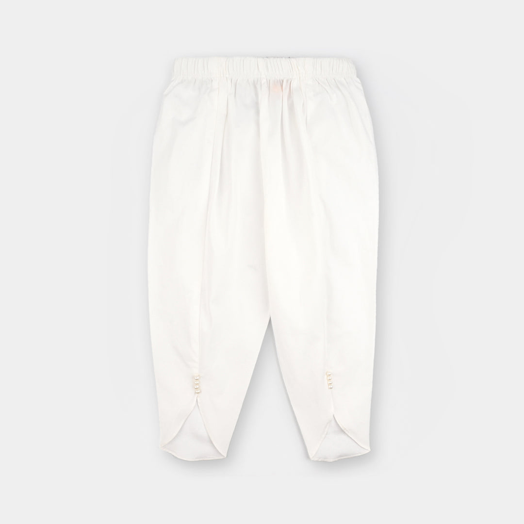 Infant Girls Cotton Tulip Pants - White