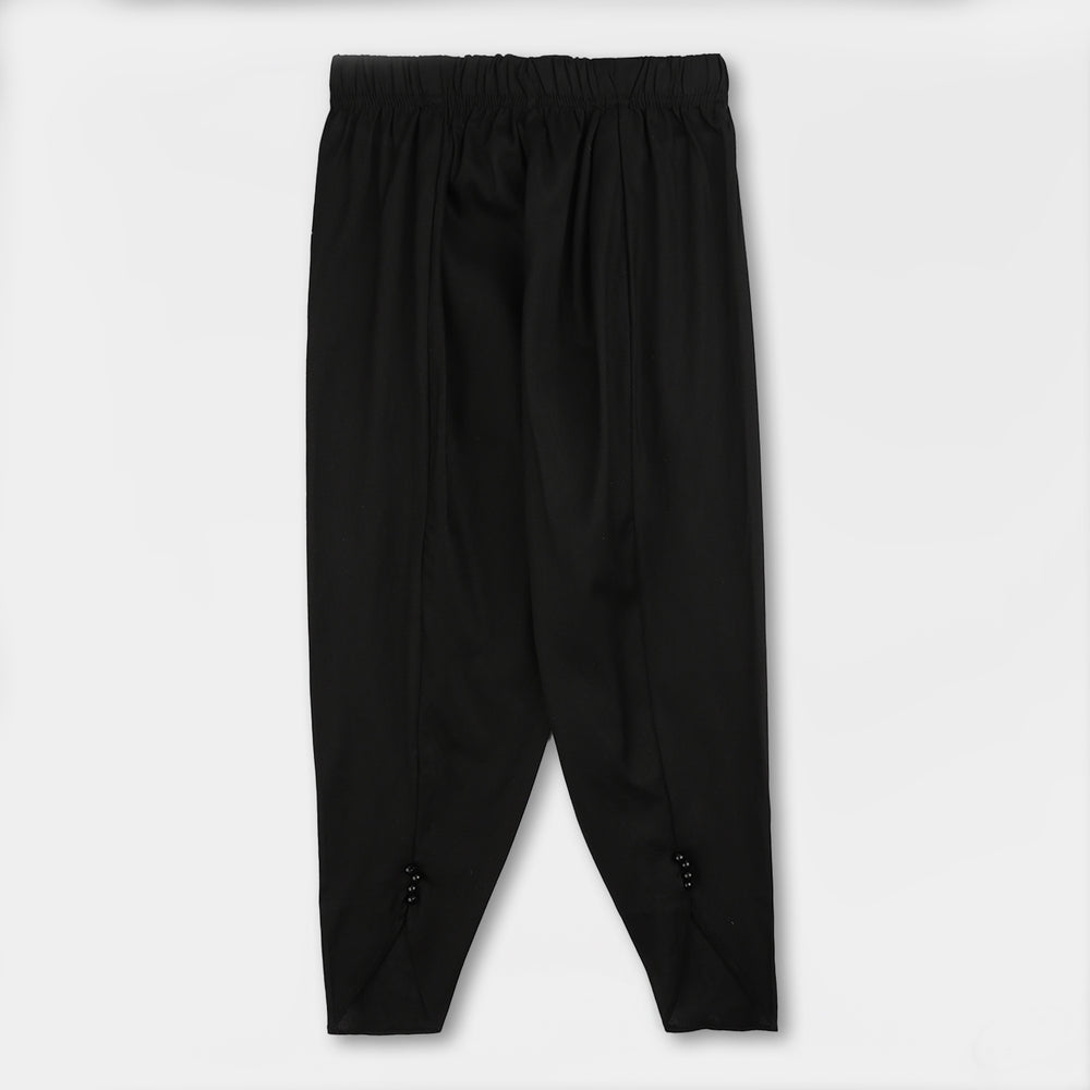 Girls Cotton Tulip Pants  - Black