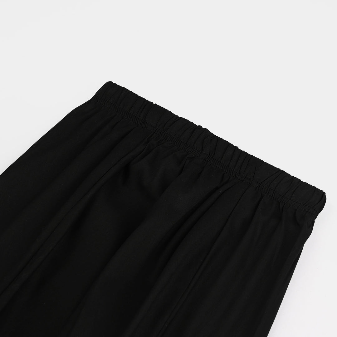 Girls Cotton Tulip Pants  - Black