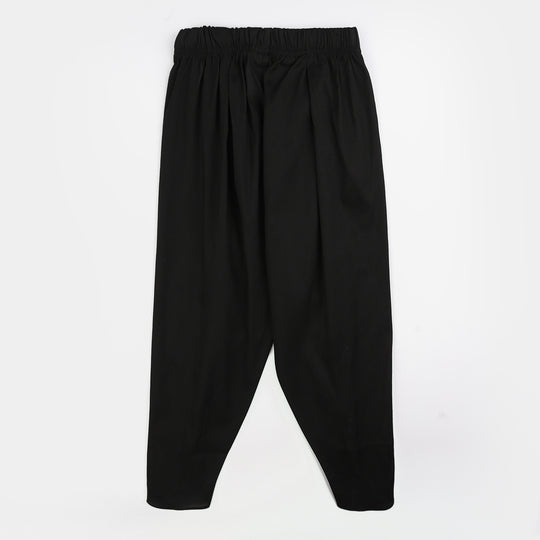 Girls Cotton Tulip Pants  - Black
