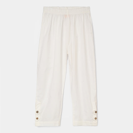 Girls Cotton Pants - White