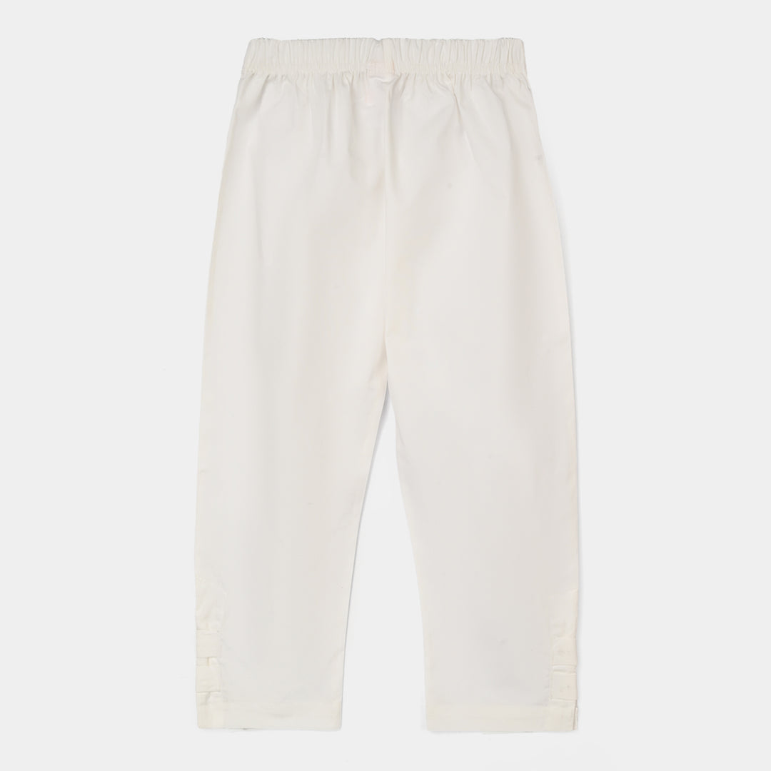 Girls Cotton Pants - White