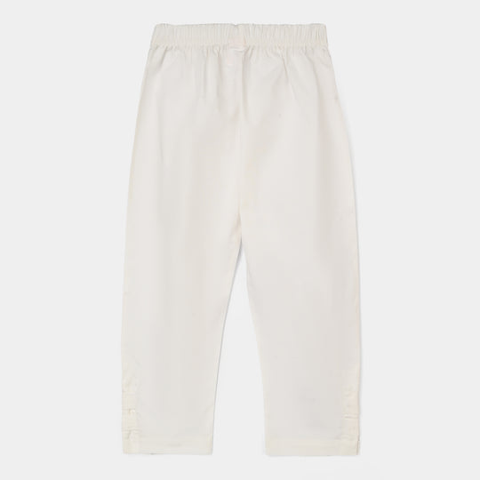 Girls Cotton Pants - White