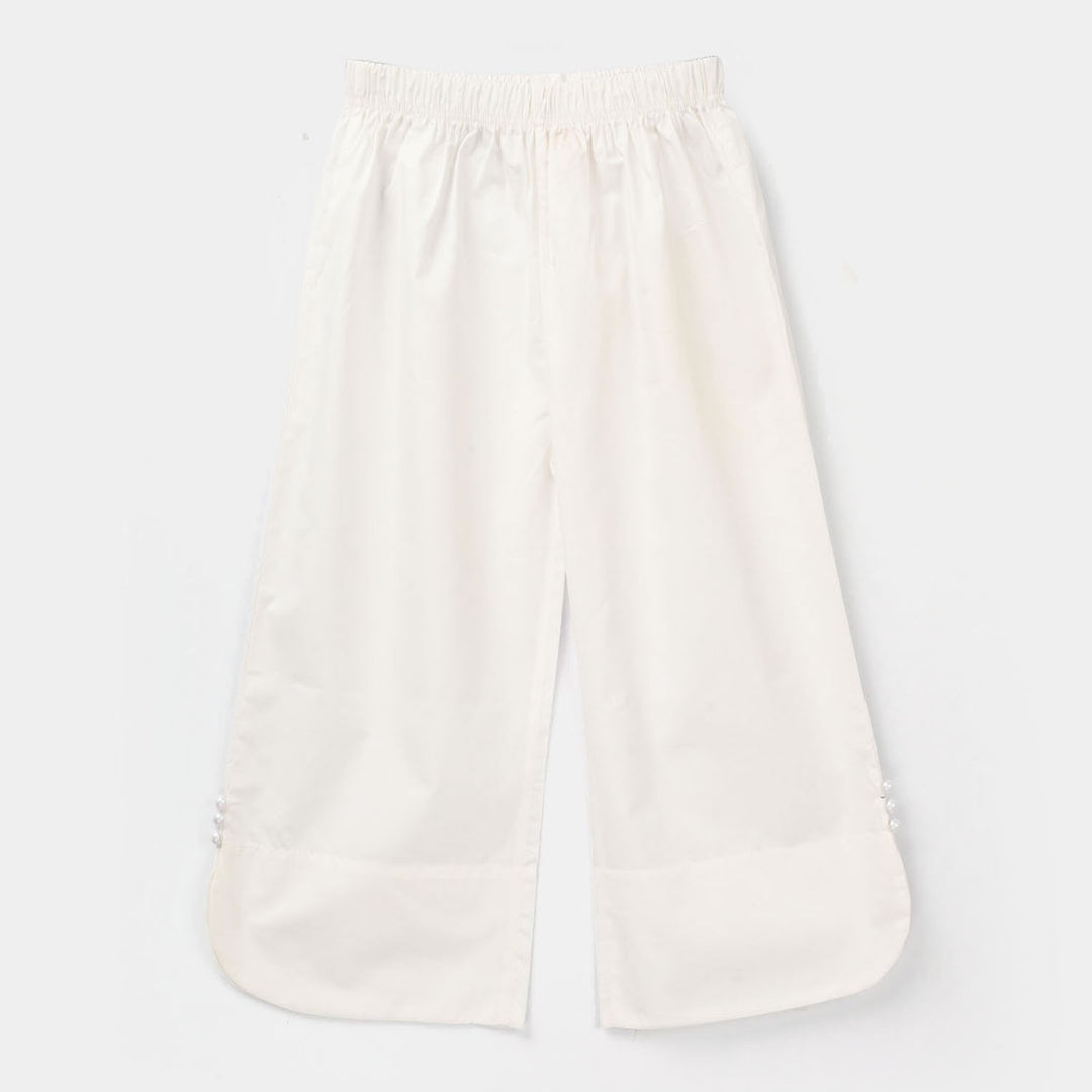 Girls Cotton Culottes Round - White