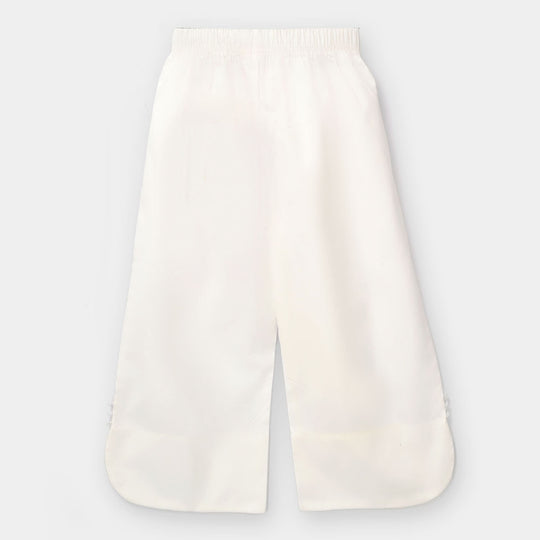 Girls Cotton Culottes Round - White